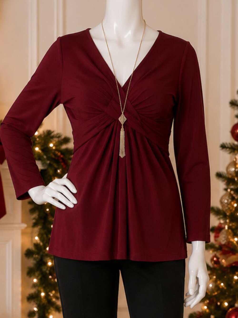 NY & Company Burgundy Twist Front Top â Women's XL â Gently Used